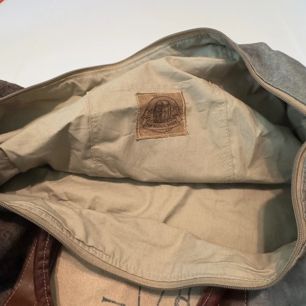 The Barrel Shack Canvas Leather Duffel Bag Weekender Travel Bag Star Graphic